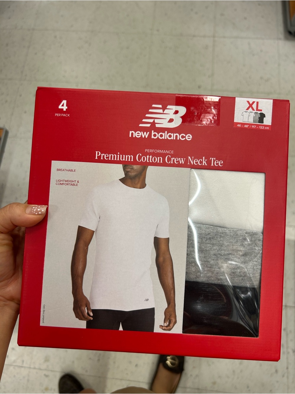 New Balance Men's Premium Cotton Crew Neck Tees - White, Gray, Black (4-Pack)